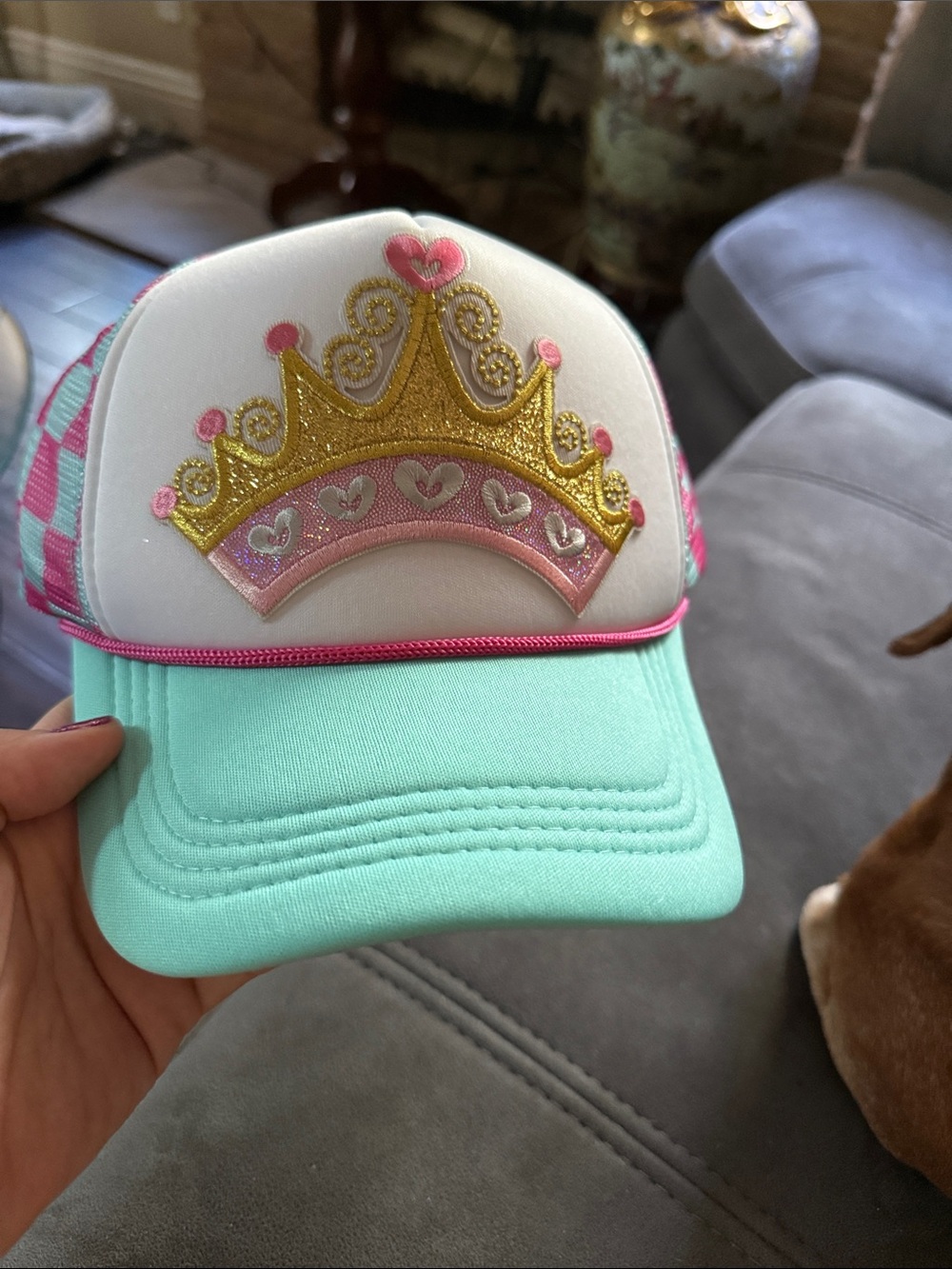 Pink Crown Trucker Hat princess crown SnapBack beachwear